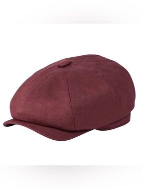BOTVELA Men/Women Linen Newsboy Flat cap burgundy newsboy hat Size 7.5